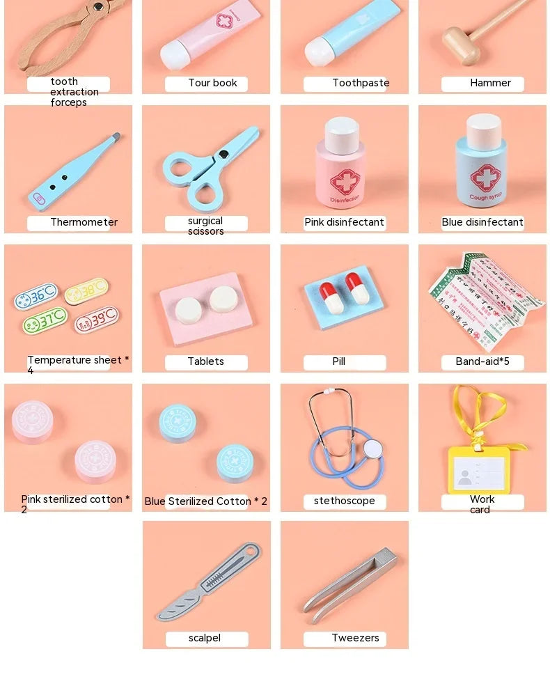 Wooden Doctor Kit Pretend Play Set