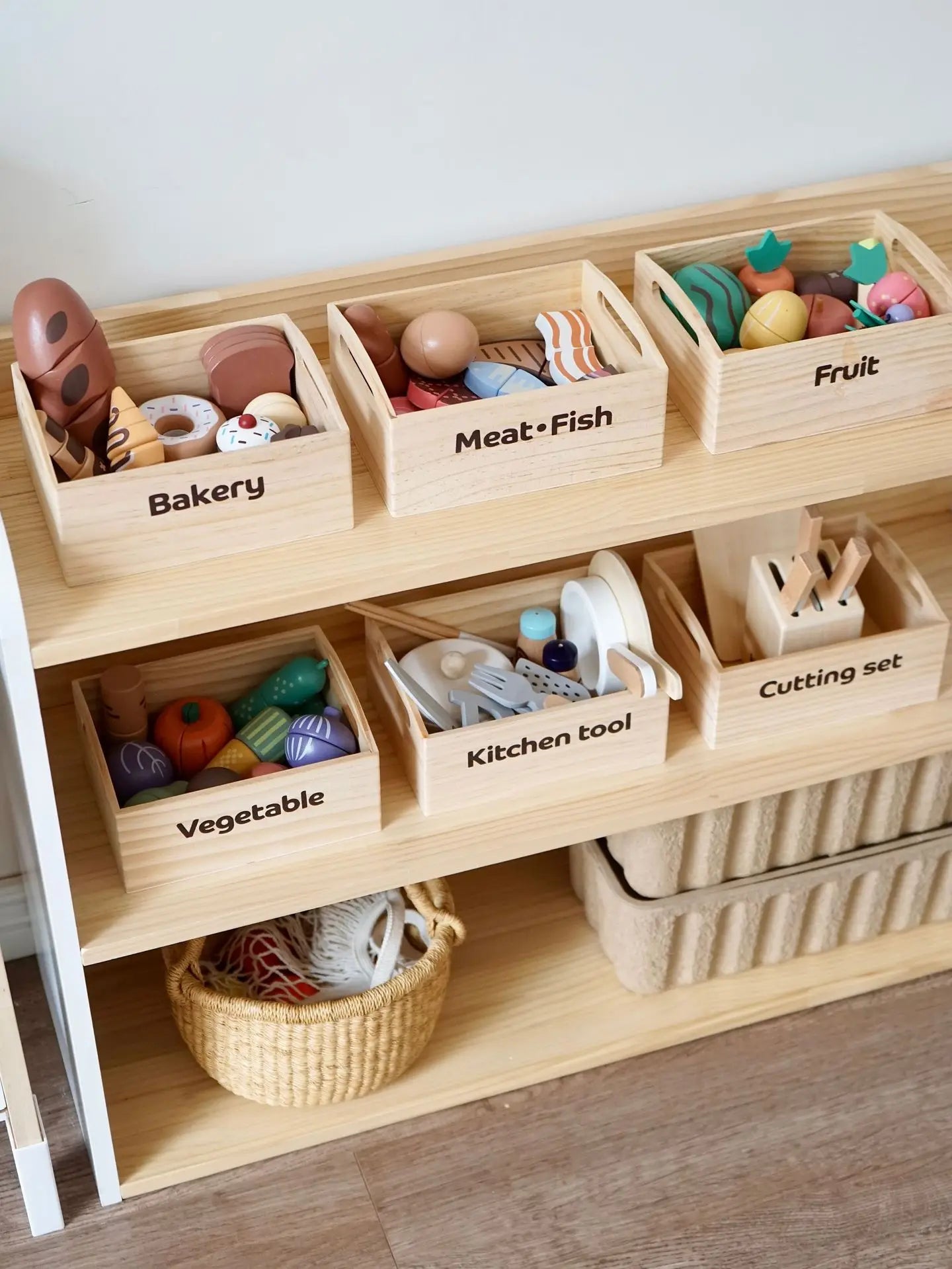 Wooden Cutting Play Food Set - Pretend Fruit & Amp