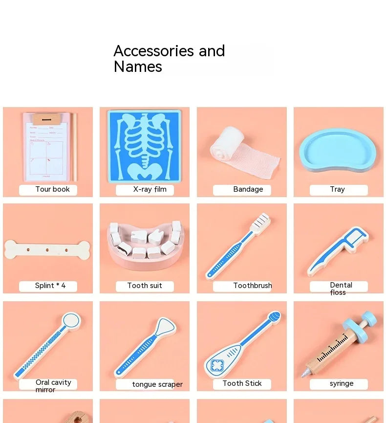 Wooden Doctor Kit Pretend Play Set