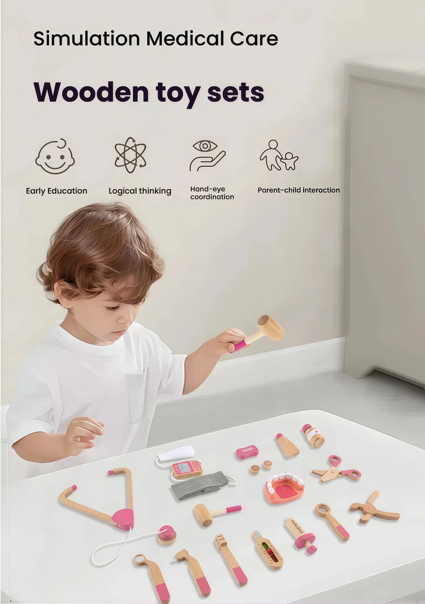 Wooden Doctor Kit Pretend Play Set