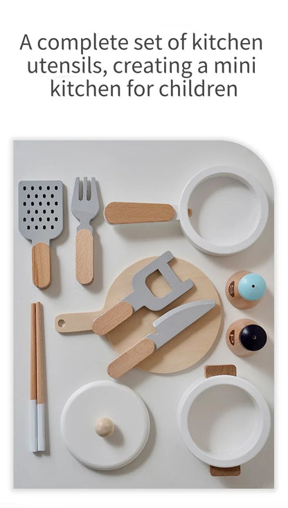 Wooden Cutting Play Food Set - Pretend Fruit & Amp