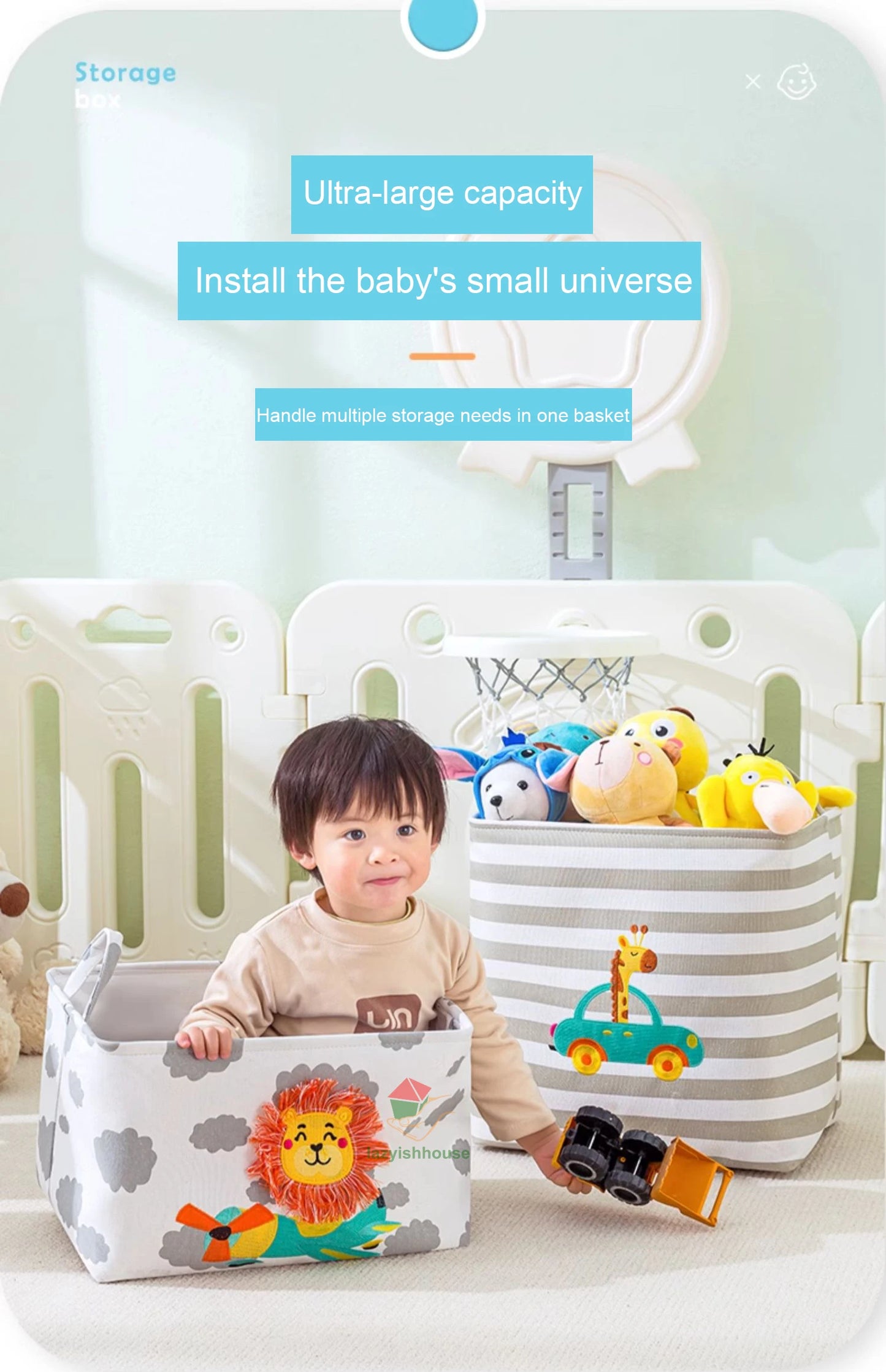 Foldable Linen Storage Basket with Handles