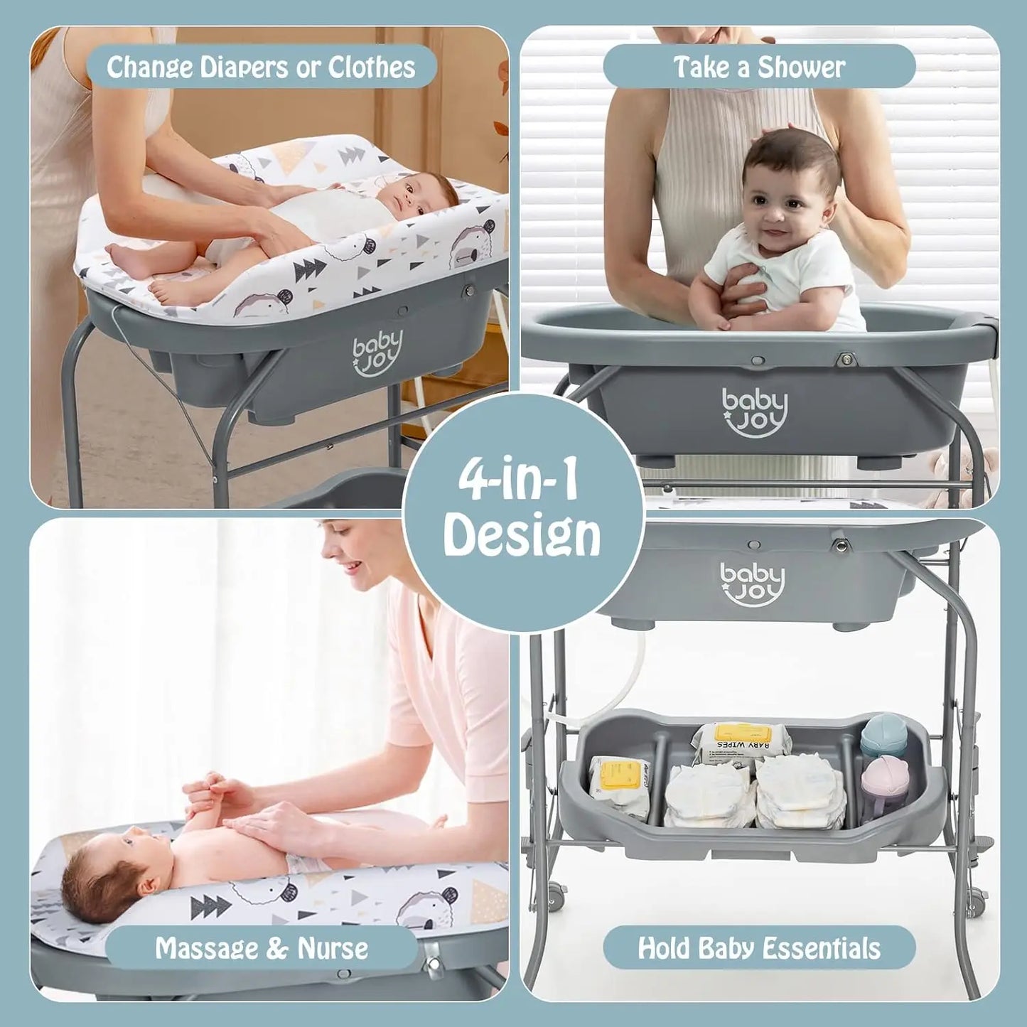Baby Bathtub with Changing Table - Foldable Station