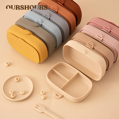 Folding Silicone Baby Food Container - Portable Lunch Box