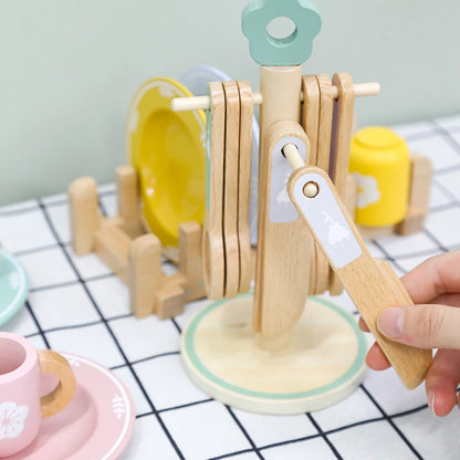 Wooden Kitchen Toy Tableware Set