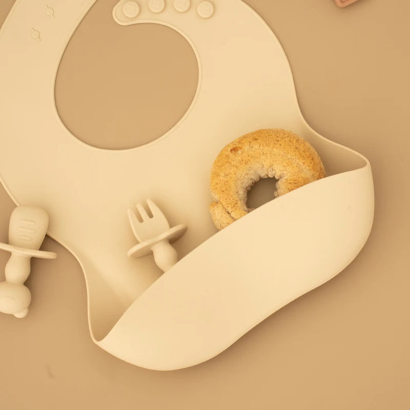 Waterproof Silicone Baby Bib with Pocket