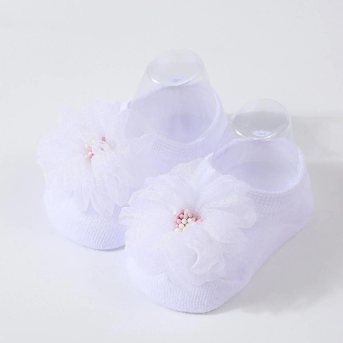 1 pair organza baby non slip floor socks handmade adhesive knitted childrens' socks solid color  breathable walking baby socks