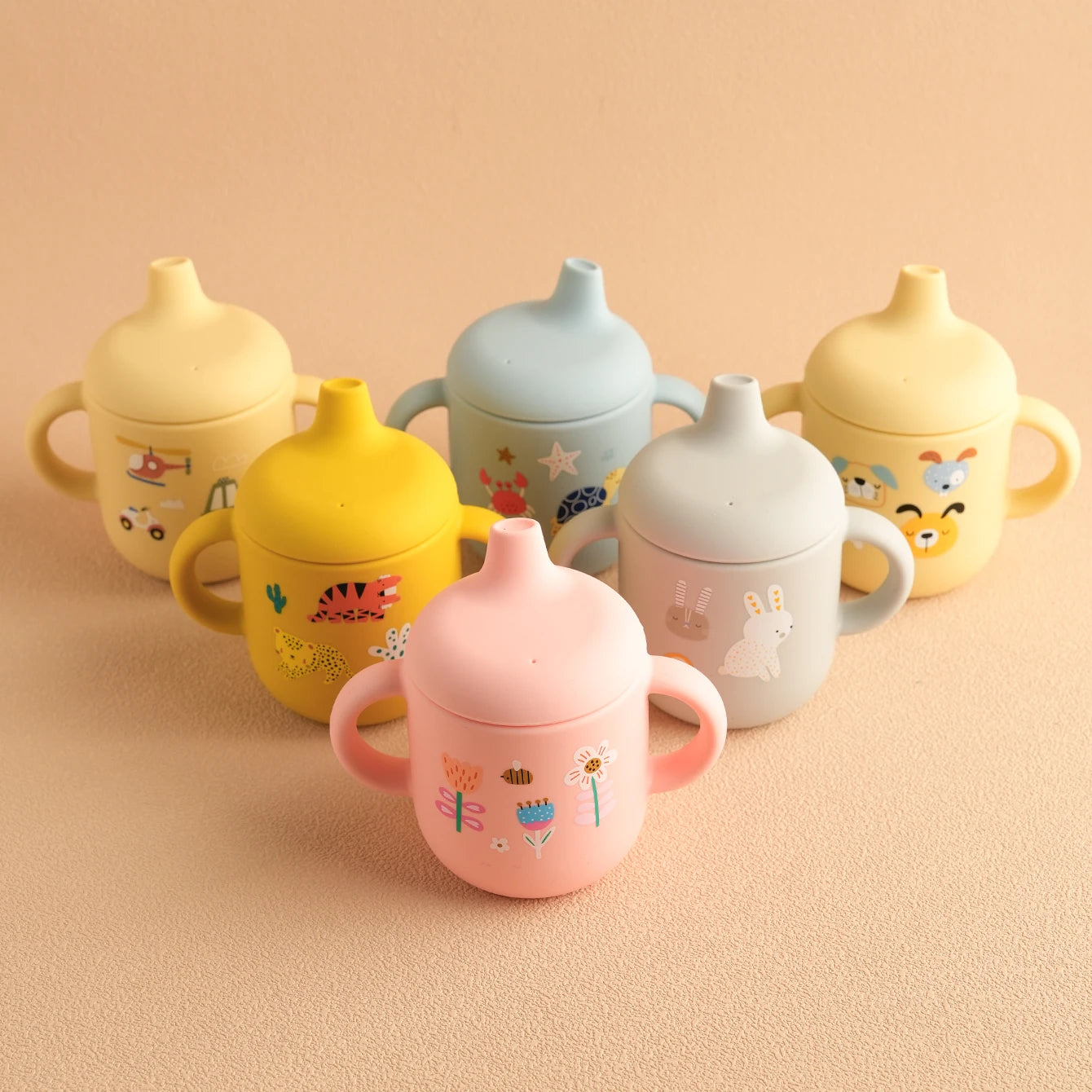 Cartoon Silicone Baby Training Cup with Handles