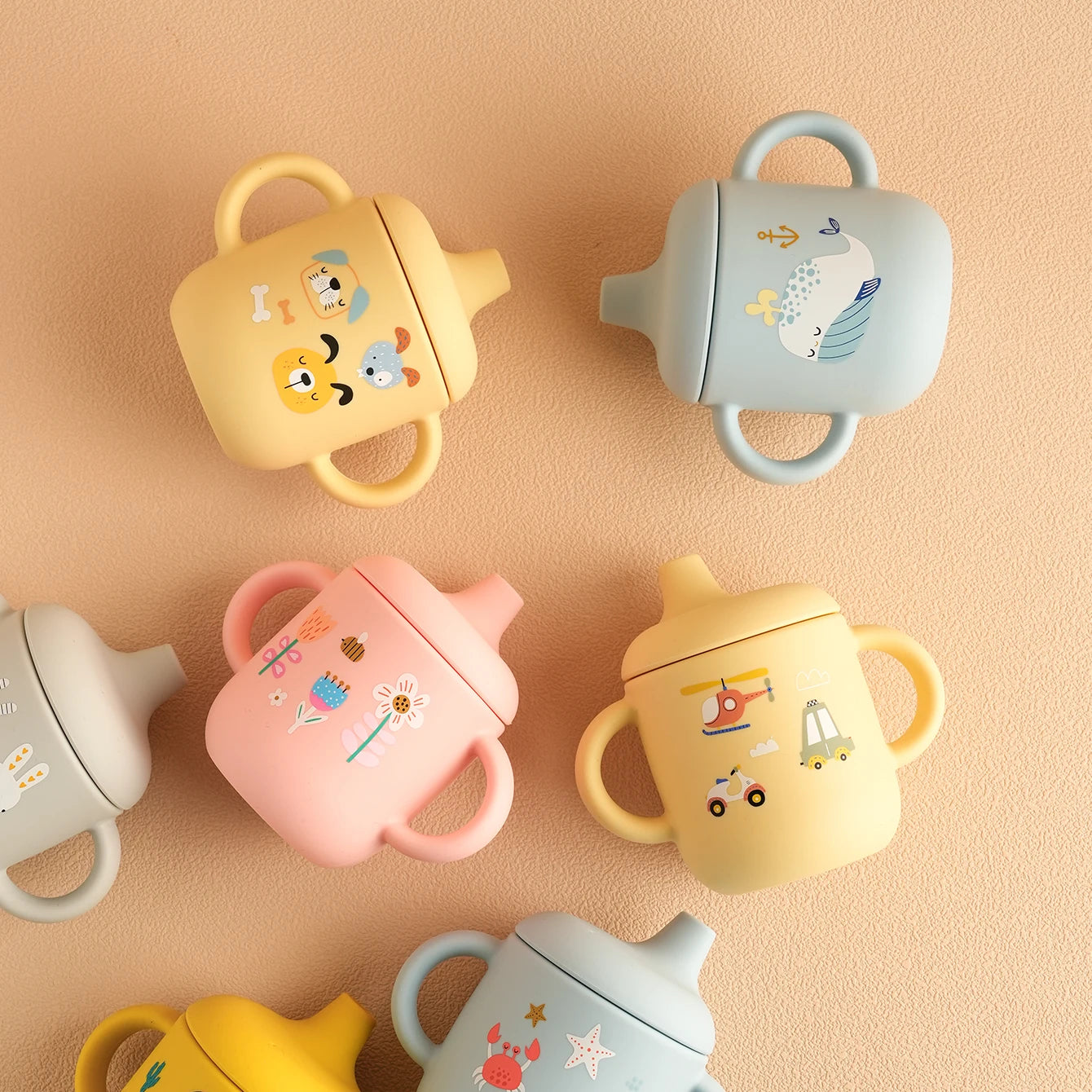 Cartoon Silicone Baby Training Cup with Handles