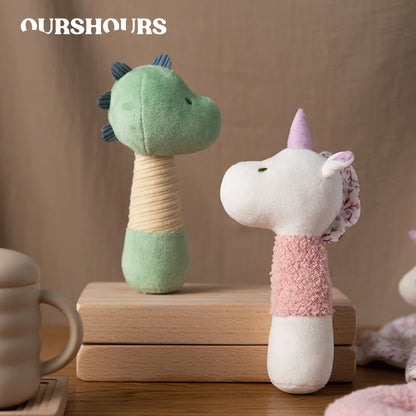 Soft Baby Hand Rattle - Cartoon Animal Design