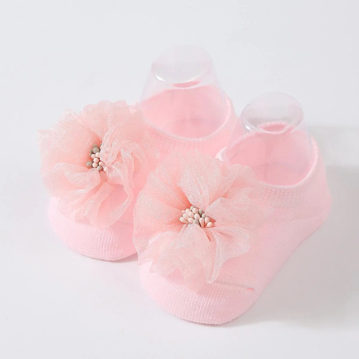 1 pair organza baby non slip floor socks handmade adhesive knitted childrens' socks solid color  breathable walking baby socks