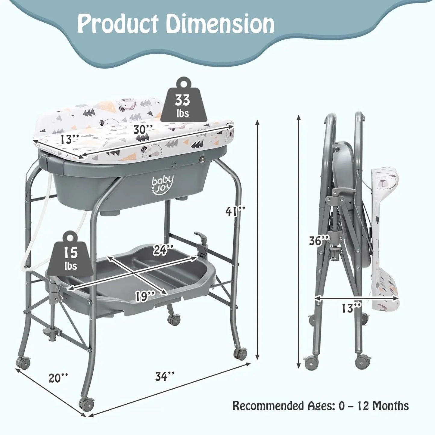Baby Bathtub with Changing Table - Foldable Station