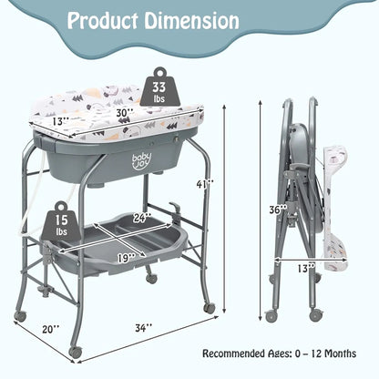 Baby Bathtub with Changing Table - Foldable Station