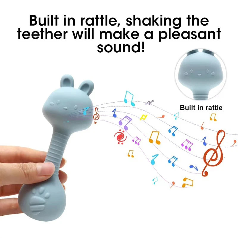 Silicone Baby Rattle &amp; Teething Toy - Rabbit Design
