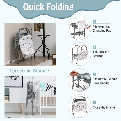 Baby Bathtub with Changing Table - Foldable Station