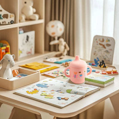 Cartoon Silicone Baby Training Cup with Handles