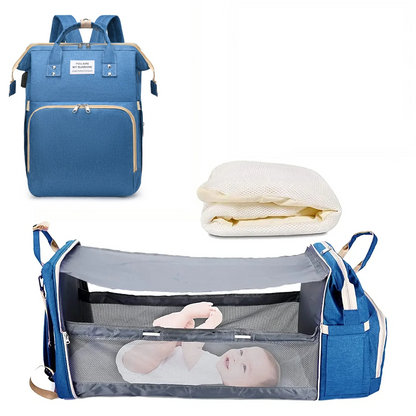 Diaper Bag Backpack with Foldable Baby Bed