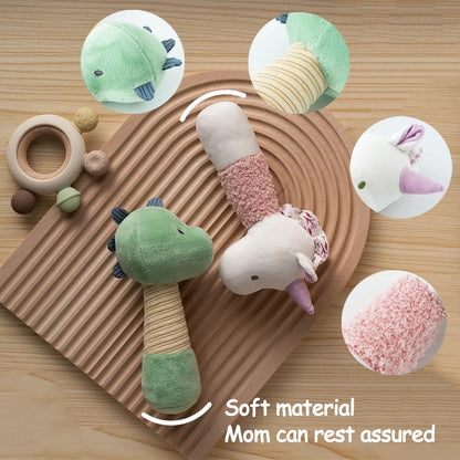 Soft Baby Hand Rattle - Cartoon Animal Design