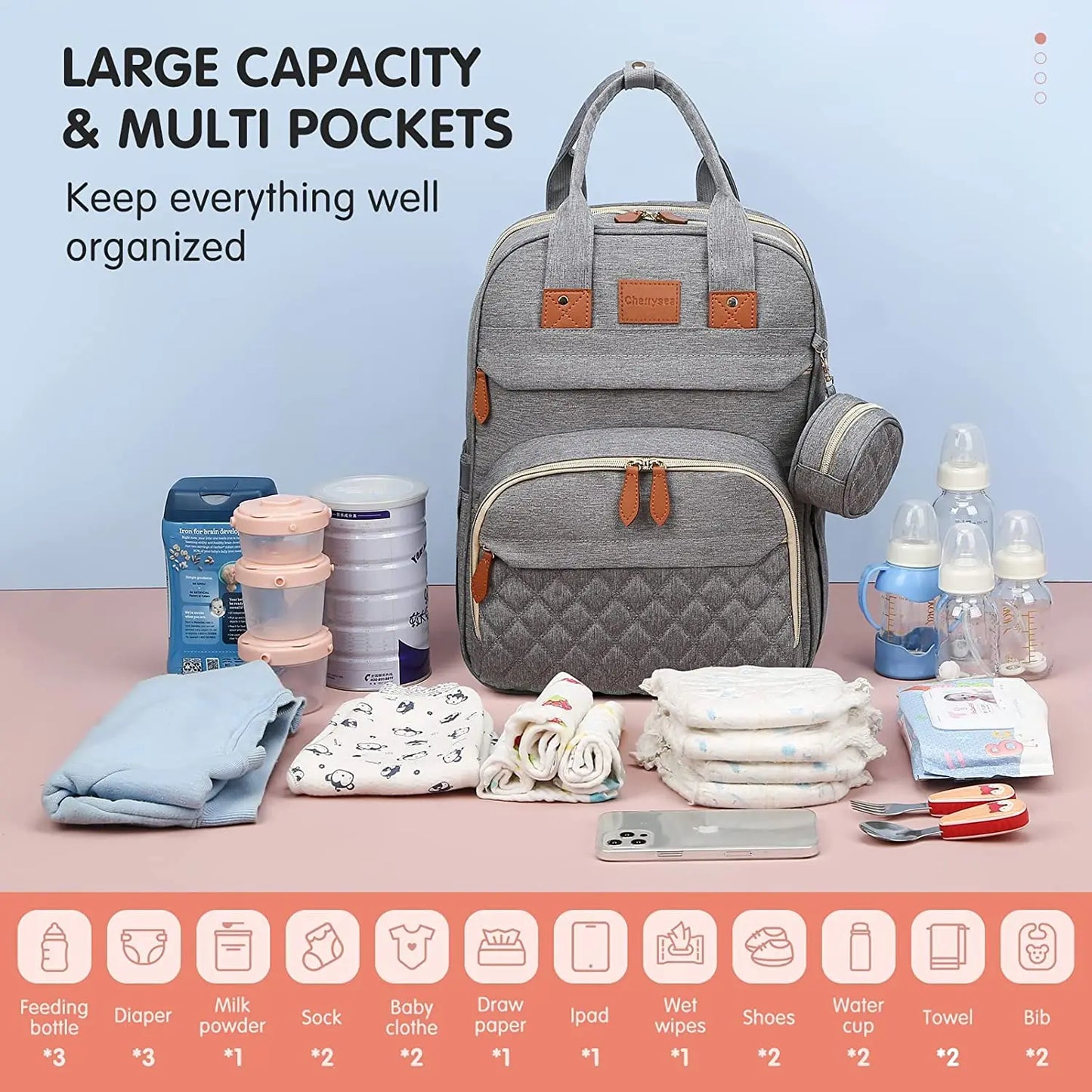 Diaper Bag Backpack with Foldable Baby Bed