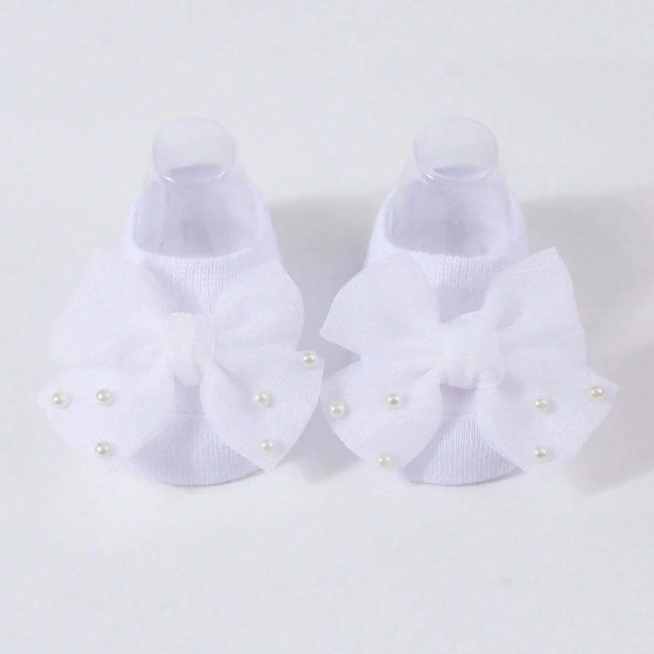 Soft Baby Bow with Pearl Embellishments Socks  Ideal for Birthday & Photos
