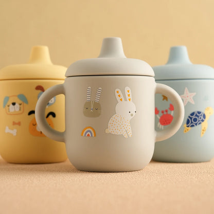 Cartoon Silicone Baby Training Cup with Handles