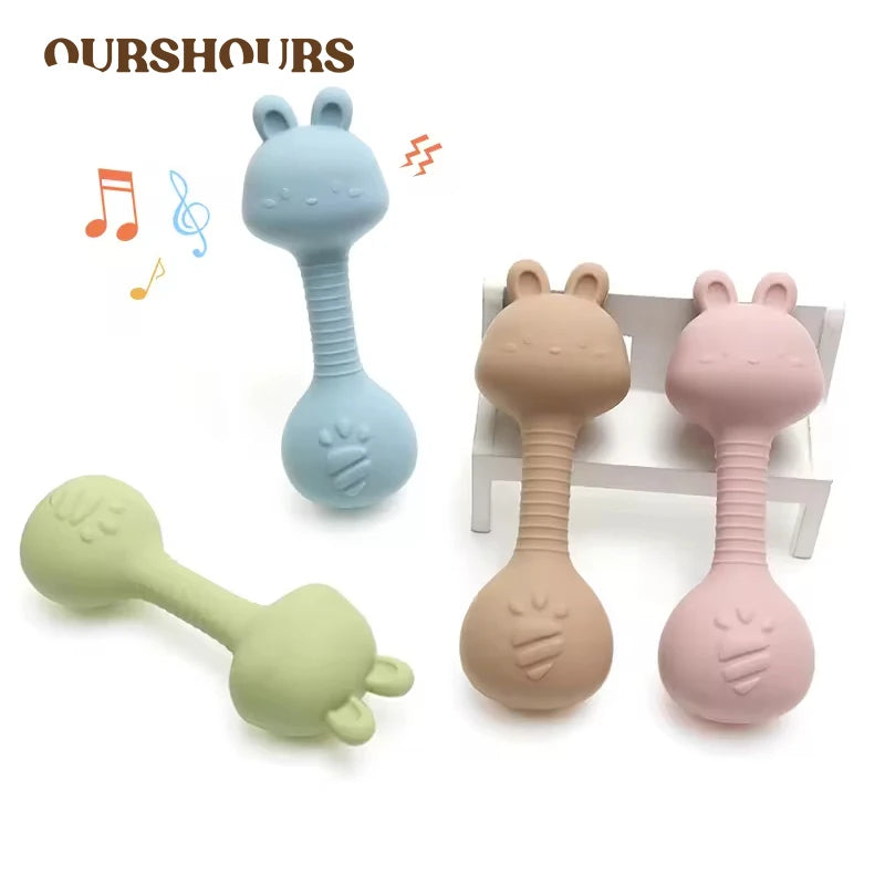 Silicone Baby Rattle &amp; Teething Toy - Rabbit Design