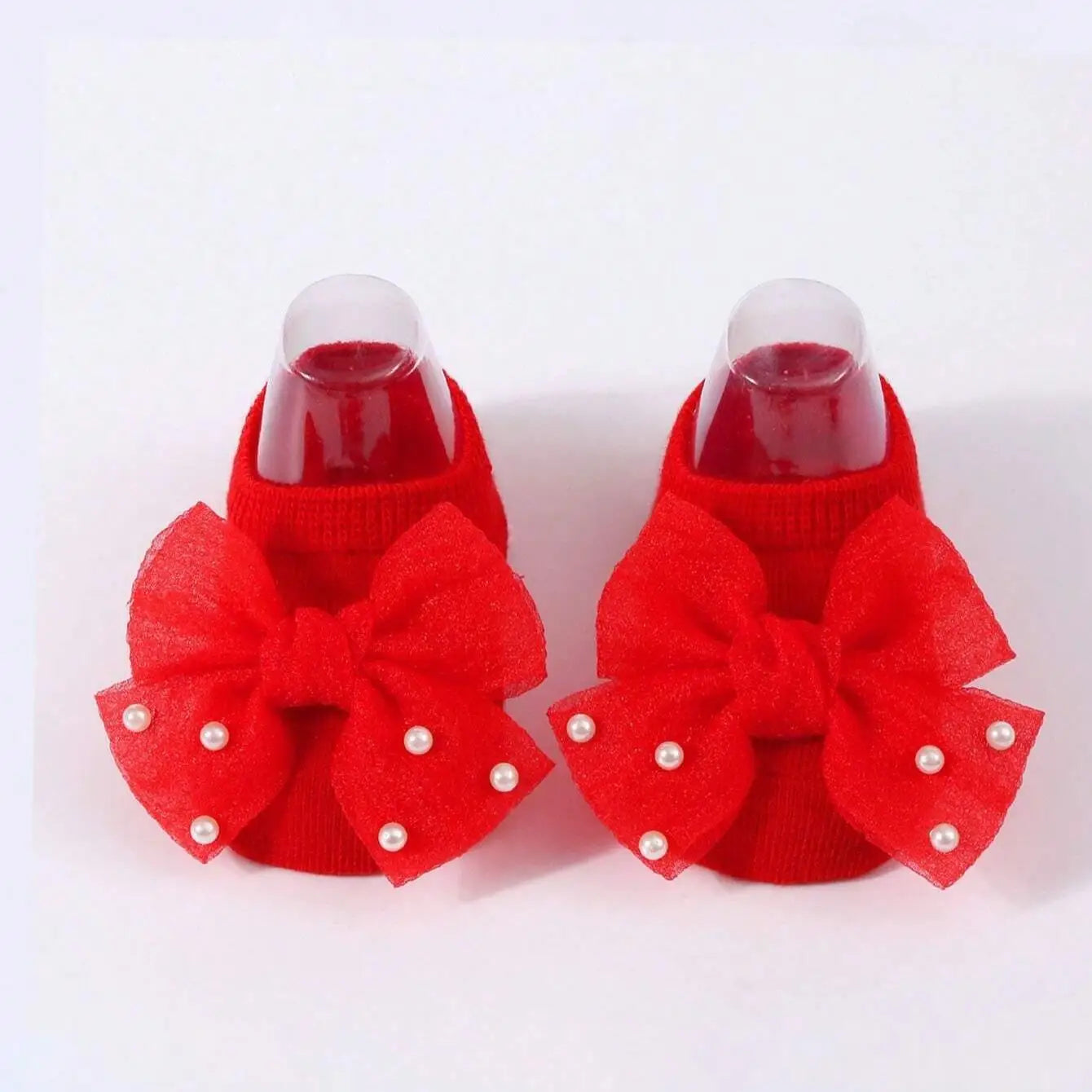 Soft Baby Bow with Pearl Embellishments Socks  Ideal for Birthday & Photos
